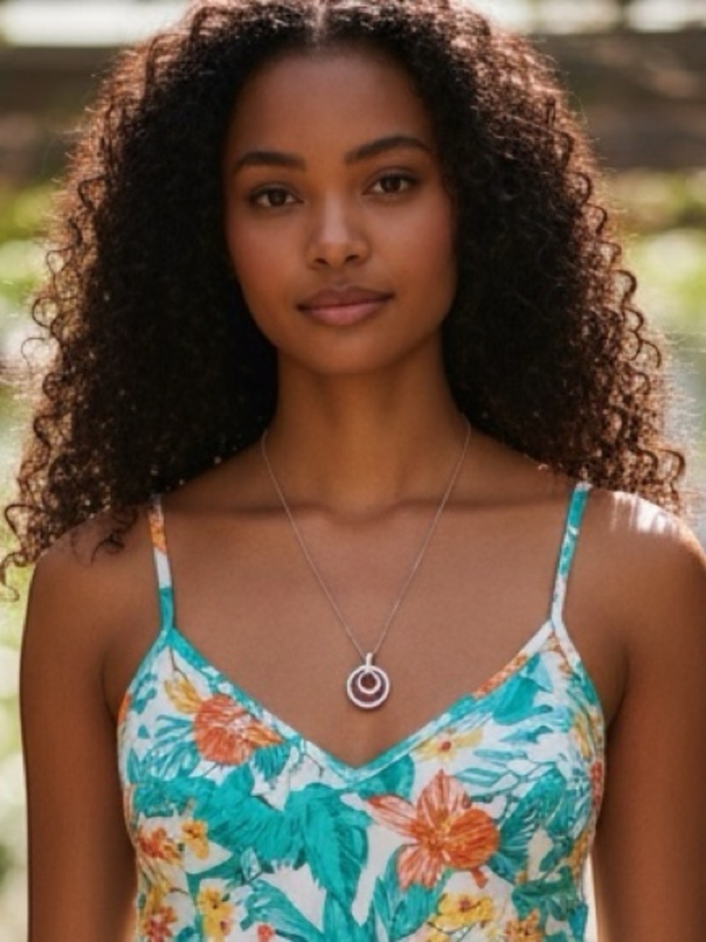 Silver Double circle pendant necklace